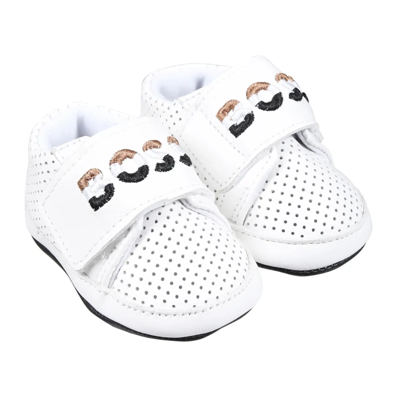 Hugo Boss , White Leather Sneakers with Velcro Closure ,White unisex, Sizes: