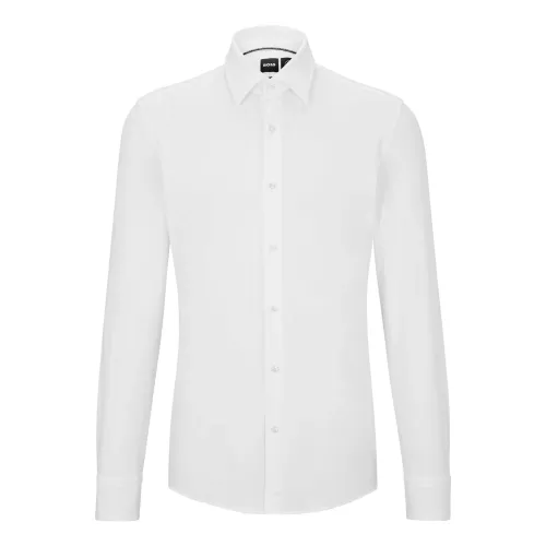 Hugo Boss , White Slim Fit Boss Shirt with Moisture Control ,White male, Sizes: