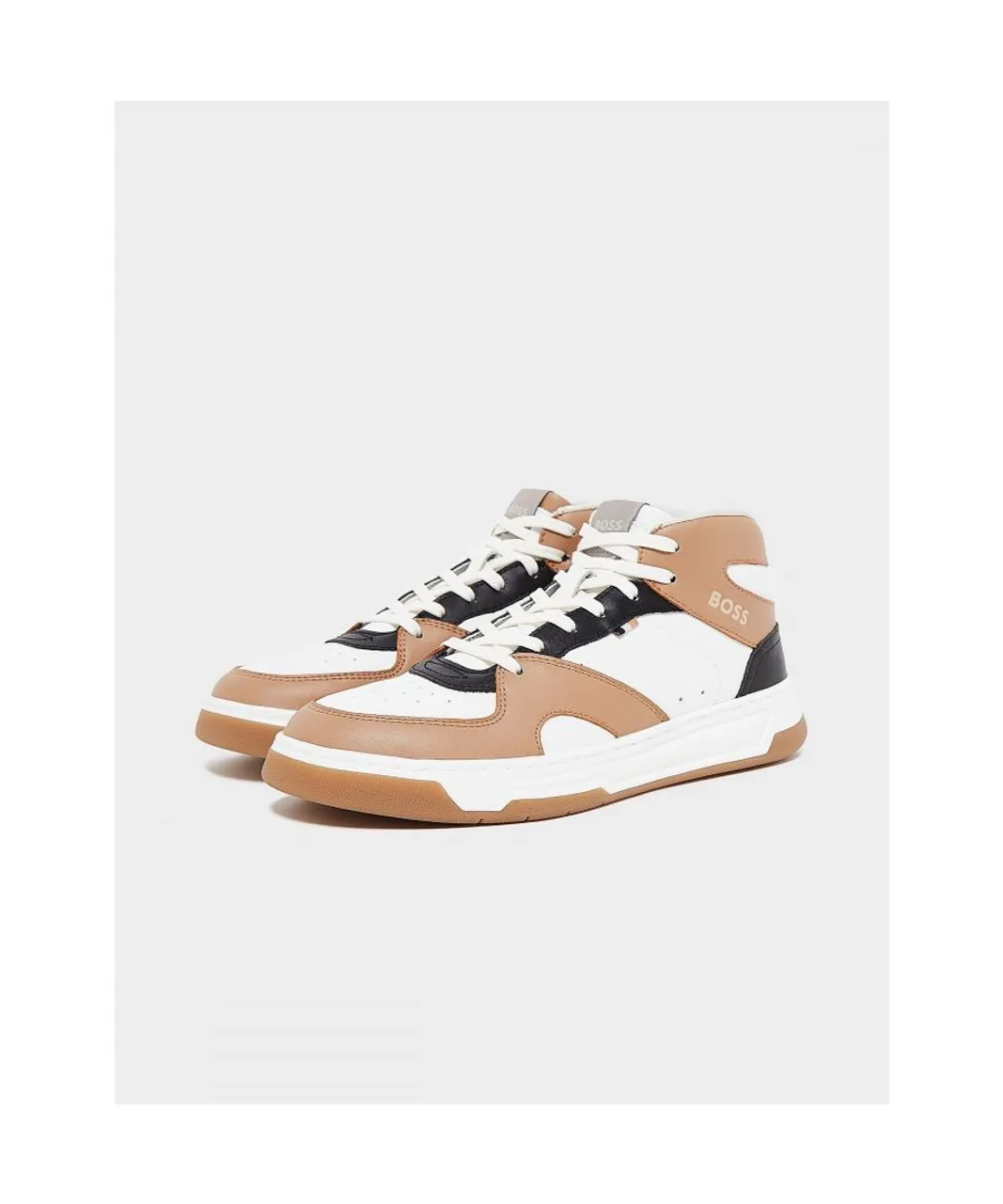 Hugo Boss Womenss Baltimore Trainers in Beige Leather