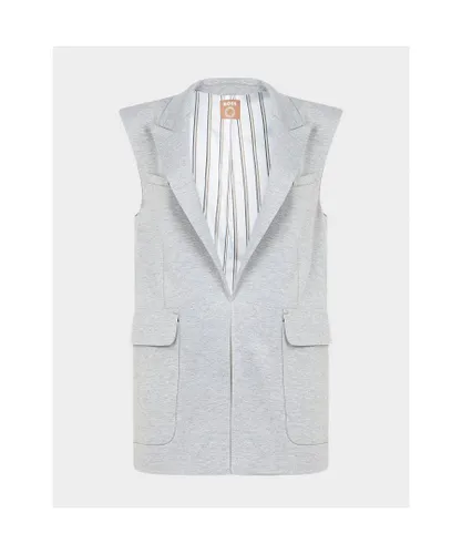 Hugo Boss Womenss Sleeveless Blazer in Grey Cotton