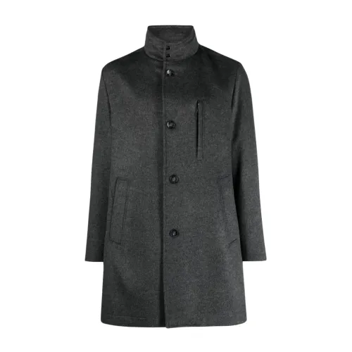 Hugo Boss , Wool/Cashmere Coat with Pockets ,Gray male, Sizes: