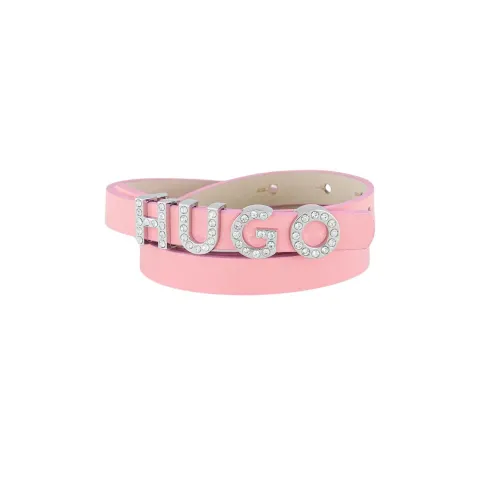 Hugo Boss , Zula Leather Belt With Logo Buckle and Crystal Detail ,Pink female, Sizes: