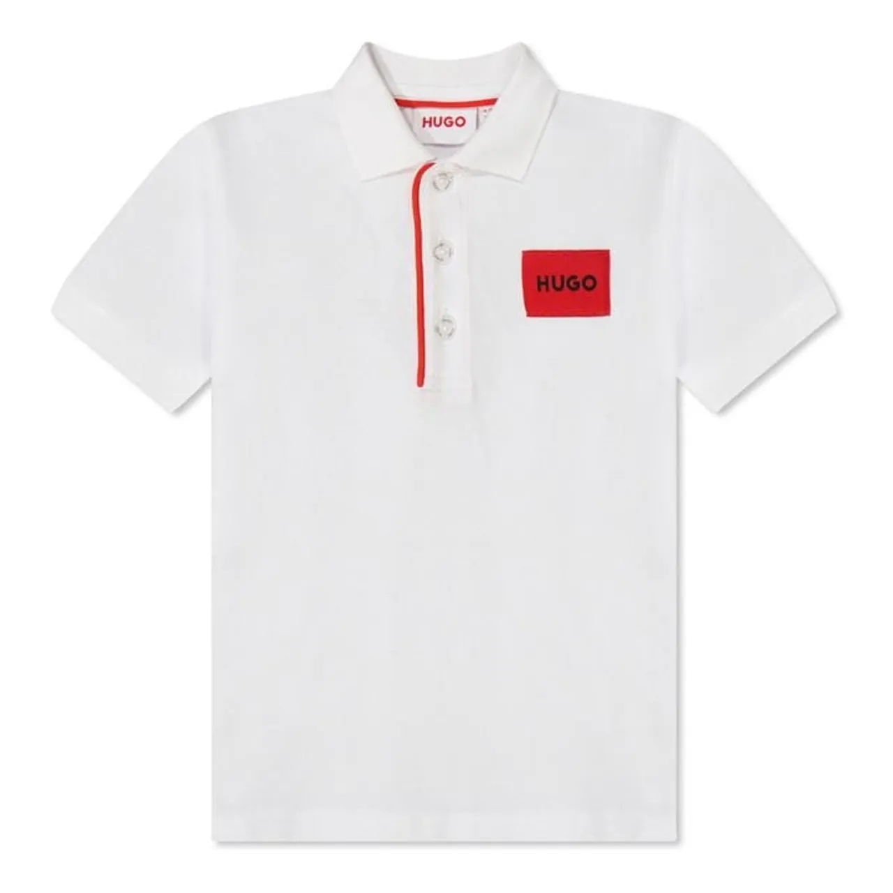 HUGO Boys Hugo Square Logo Polo Shirt - White