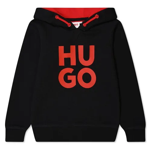 HUGO Boys Large Logo Hoodie - Black