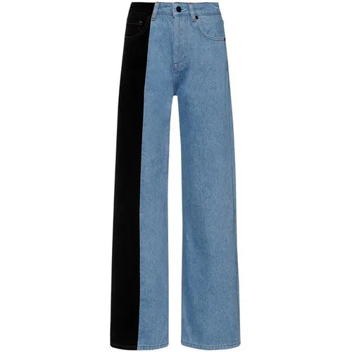 Hugo Contrast Panel Straight Jeans - Blue