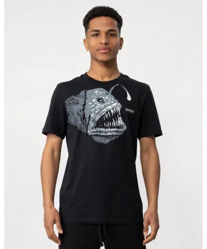 Hugo Dibeach Mens Graphic Print T-Shirt - Black