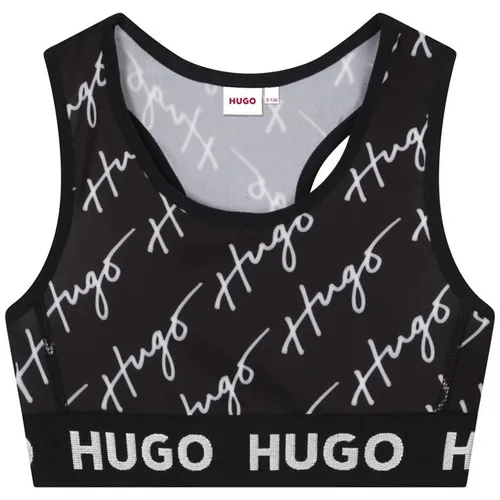 HUGO Girls Black Cropped Logo Top - Black