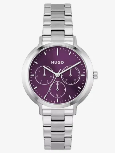 HUGO Ladies #Edgy Purple Dial Stainless Steel Watch 1540110