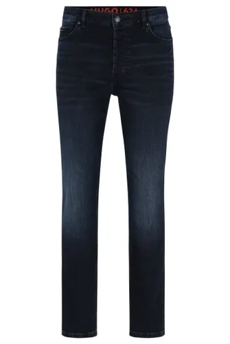 HUGO Mens 634 Tapered-fit Jeans in Blue-Black Stretch Denim