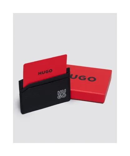 Hugo Mens Accessories Boss Grained Leather Card Holder With Stacked Logo in Black - One Size