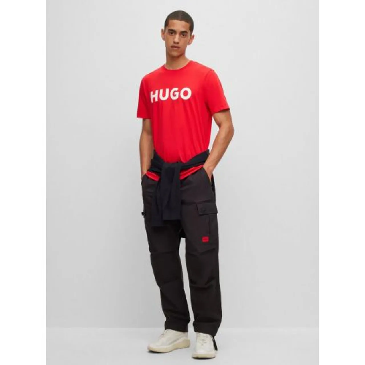 HUGO Mens Black Garlo233 Ripstop Cargo Pant