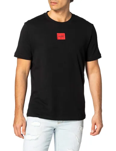 HUGO Mens Diragolino212 Cotton T-Shirt with red Logo Label