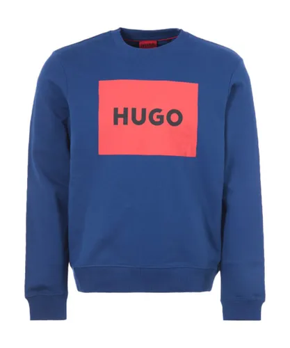 Hugo Mens Duragol Logo Sustainable Crew Neck Sweatshirt - Blue