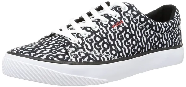 HUGO Mens Dyer Tenn Logo-Print Trainers with Branded red