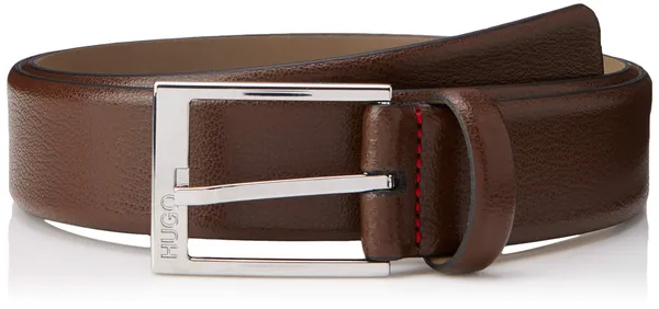HUGO Mens Gellot Sz35 Grained-leather belt with