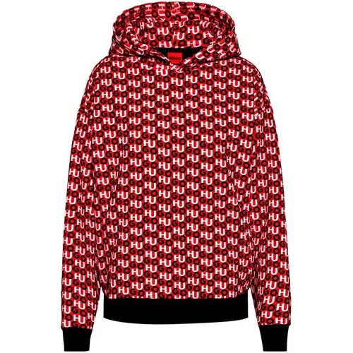 Hugo Relaxed Logo Hoodie - Red