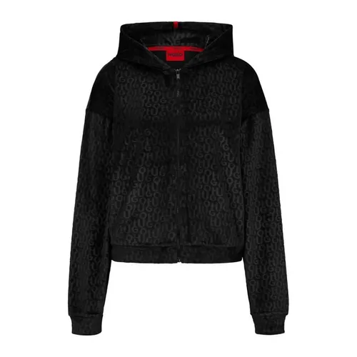 HUGO Velvet_Hooded Jacket 10250836 - Black
