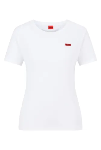 HUGO Womens Classic Tee Logo-Detail T-Shirt in Ribbed