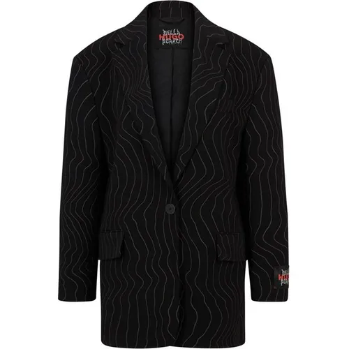 HUGO X Bella Poarch Oversized Fit Pinstripe Jacket - Black