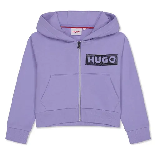 HUGO Zipped Logo Hoodie Junior Girls - Purple