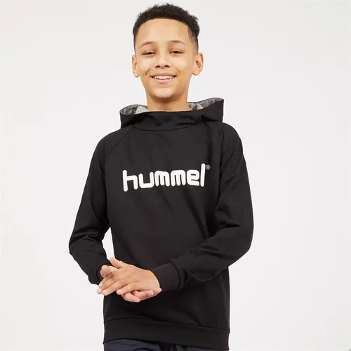 Hummel Junior Boys Cotton Logo Hoodie Black