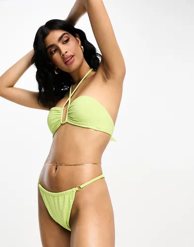 Hunkemoller fiji underwire bandeau bikini top in lime green