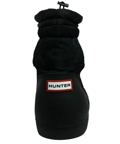 Hunter Original Snow Quilted Womens Black Boots Leather
