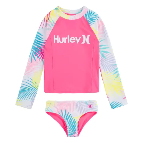 Hurley Girl's Hrlg 2 Rashguard Set Two Piece Swimsuit