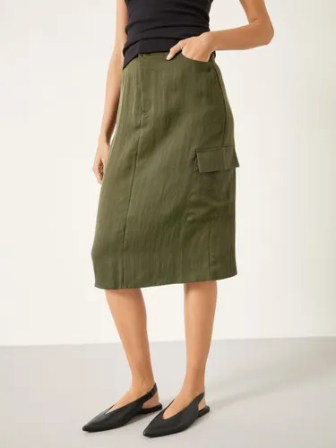 HUSH Amba Knee Length Cargo Skirt, Forest Green - Forest Green - Female