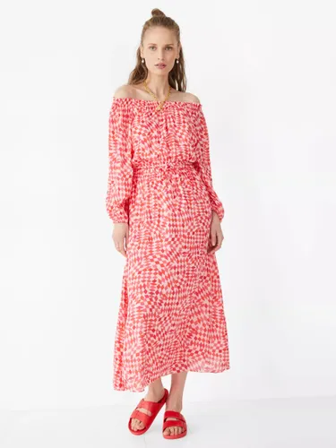 HUSH Ami Midi Dress, Geometric Pink - Geometric Pink - Female
