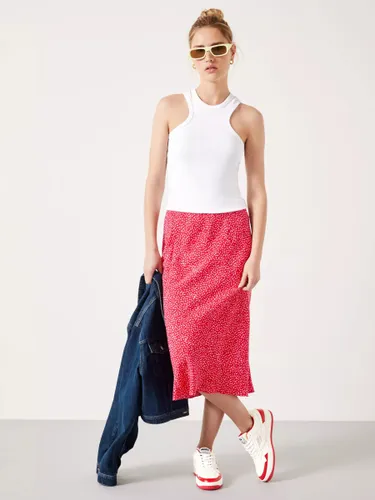 HUSH Ayana Spot Print Midi Skirt, Red/White - Red/White - Female