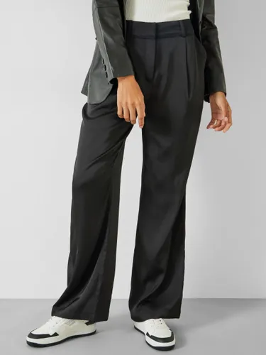 HUSH Cecilly Satin Trousers, Black - Black - Female