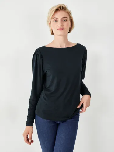 HUSH Charlotte Ruched Sleeve Jersey Top - Black - Female