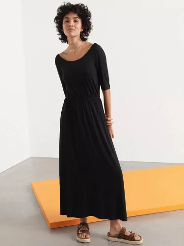 HUSH Elisa Plain Jersey Midi Dress - Black - Female