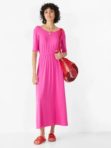 HUSH Elisa Plain Jersey Midi Dress - Bright Pink - Female