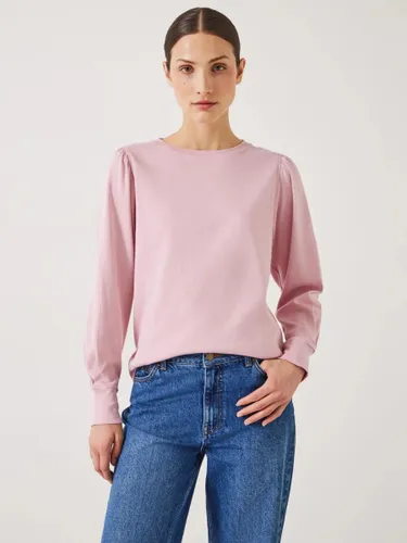 HUSH Emily Puff Sleeve Cotton Jersey Top - Bleached Mauve - Female