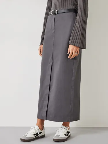 HUSH Farrah Column Maxi Cotton Skirt, Deep Grey - Deep Grey - Female