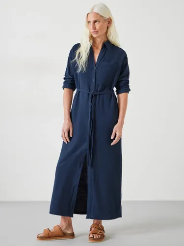 HUSH Florence Linen Blend Maxi Shirt Dress, Midnight Navy - Midnight Navy - Female