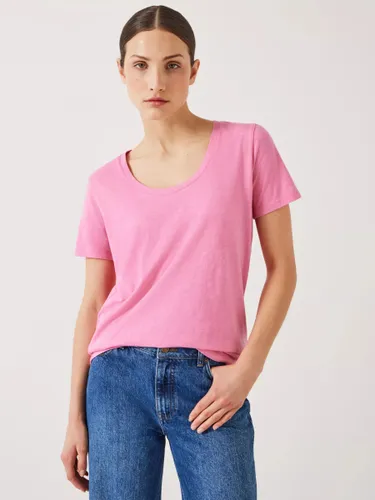 HUSH Hari Cotton Slub Scoop Neck T-Shirt - Strawberry Pink - Female