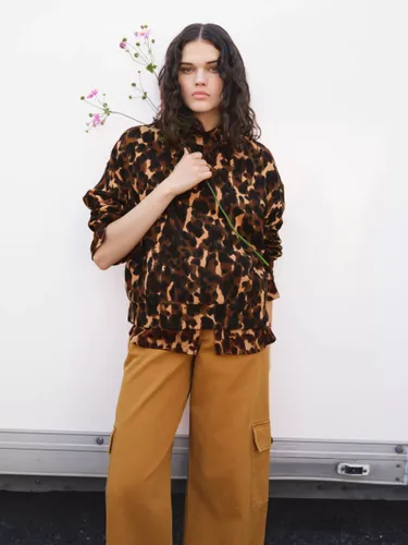 HUSH Leanne Leopard Print Cropped Sweatshirt, Brown/Multi - Brown/Multi - Female
