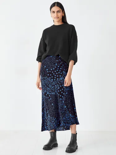 HUSH Lily Patchwork Star Midi Skirt, Black/Blue - Black/Blue - Female