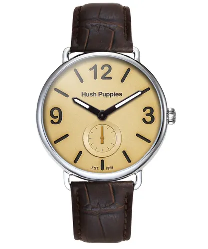 Hush Puppies : 1958 Mens Ivory Watch - Brown Leather - One Size