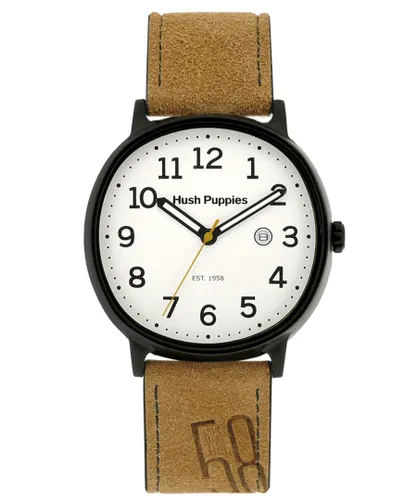 Hush Puppies : 1958 Mens White Watch - Beige Leather - One Size