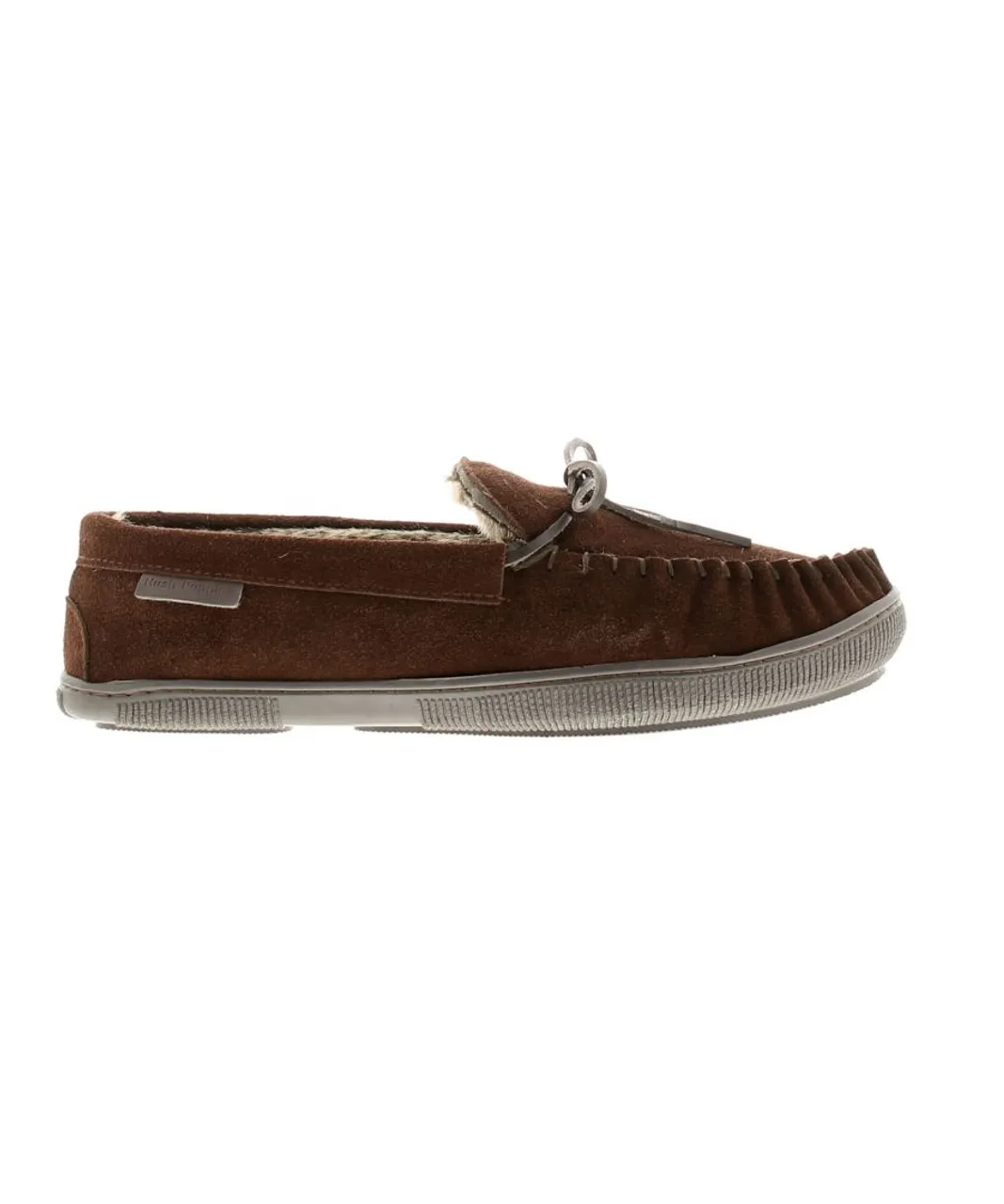 Hush Puppies ace leather mens full slippers chocolate - Brown Suede