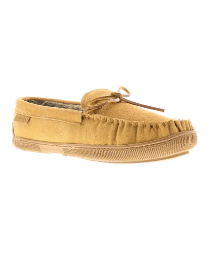 Hush Puppies ace leather mens full slippers tan