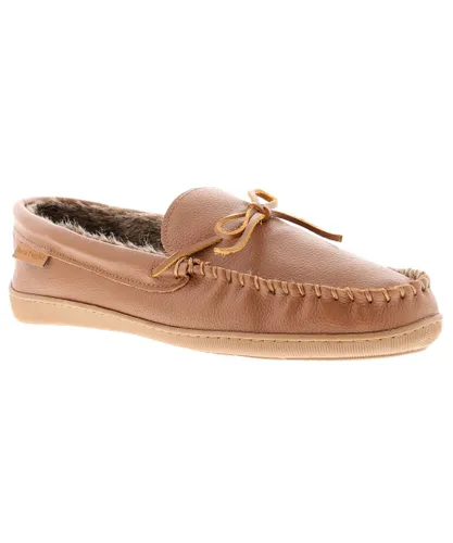 Hush Puppies Ace Slip On MEMORY FOAM Slippers Mens - Tan Leather