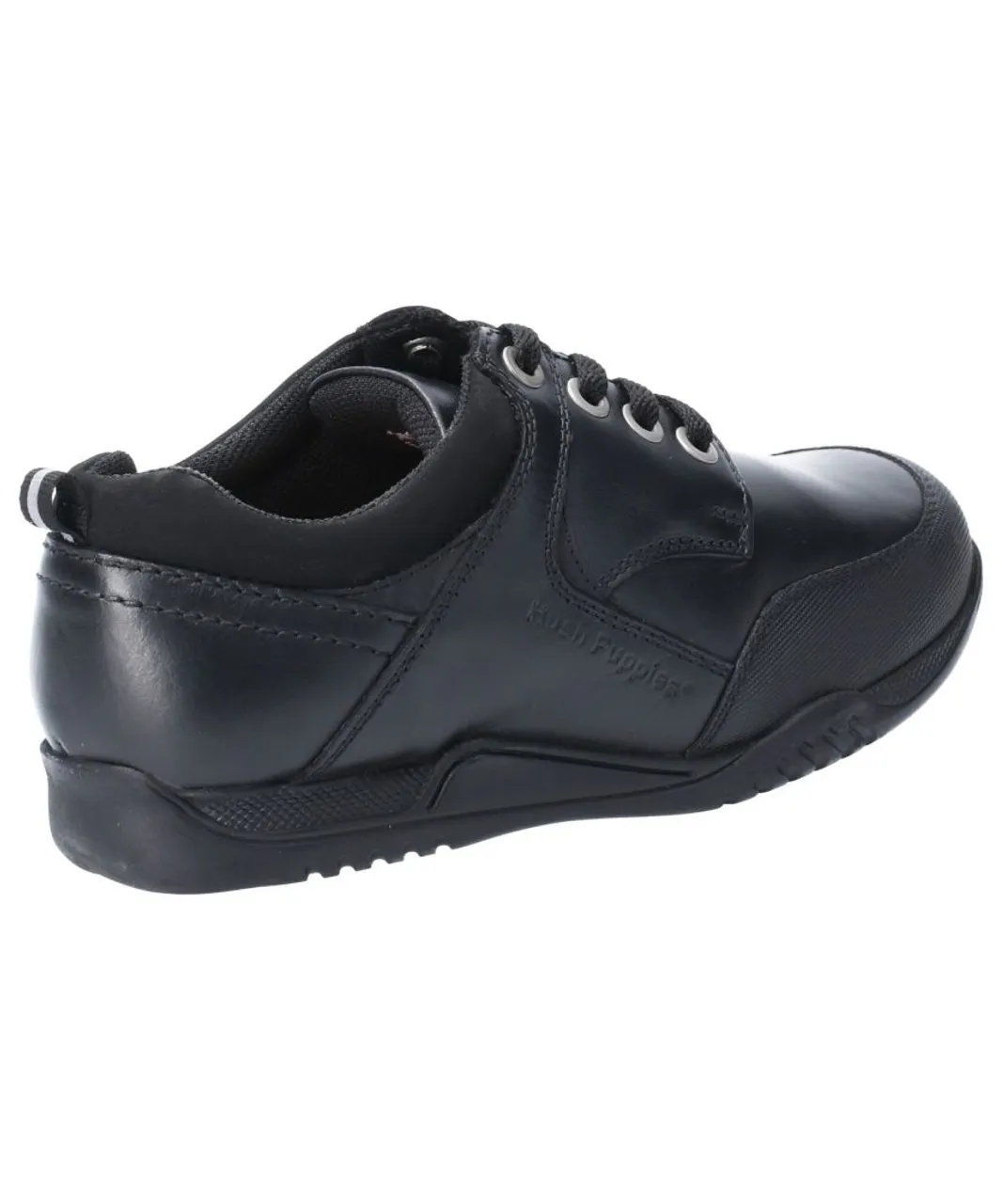 Hush Puppies Boys Dexter Junior School Shoe - Black Leather