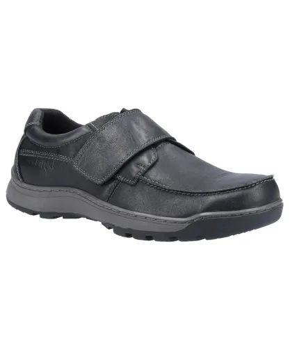 Hush Puppies Casper Touch Fastening Mens Shoes - Black Leather