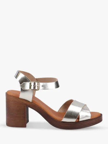 Hush Puppies Georgia Leather Buckle Sandal, Gold - Gold - Female