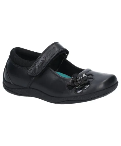 Hush Puppies Girls Jessica Junior School Shoe - Black Leather
